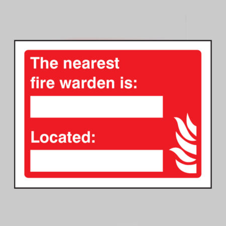 The nearest fire warden is (space for name) located
