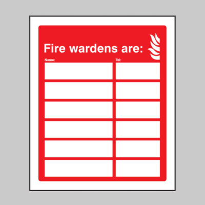 Your fire wardens are (space for 6 names and numbers) adapt-a-sign 215x310mm
