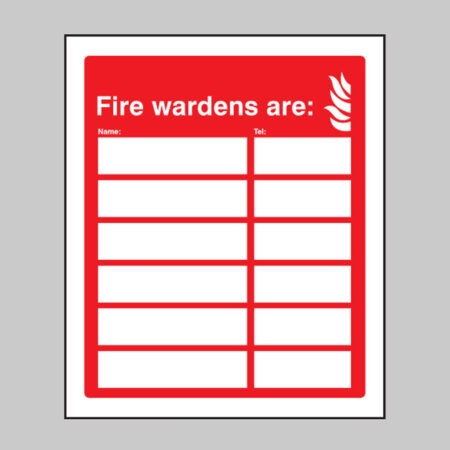 Your fire wardens are (space for 6 names and numbers) adapt-a-sign 215x310mm