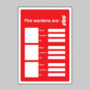 Fire wardens are (space for 3 names, locations and numbers) adapt-a-sign 215x310mm