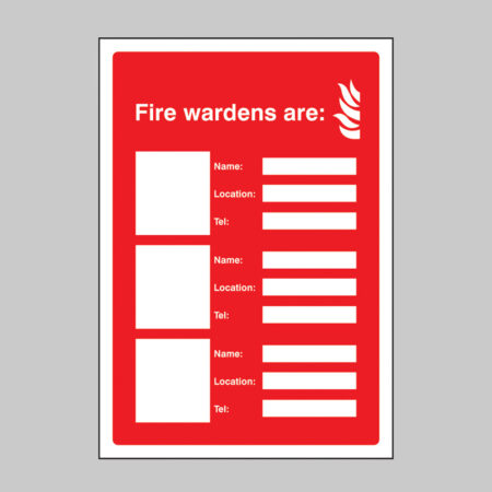Fire wardens are (space for 3 names, locations and numbers) adapt-a-sign 215x310mm