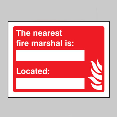 The nearest fire marshal is (space for name) located