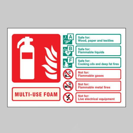 Multi-use foam extinguisher identification