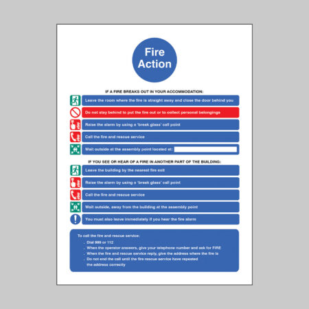 Action notice for housing with communal fire alarm and simultaneous evacuation strategy