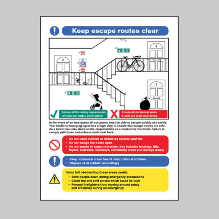 Keep escape routes clear - multiple occupancy