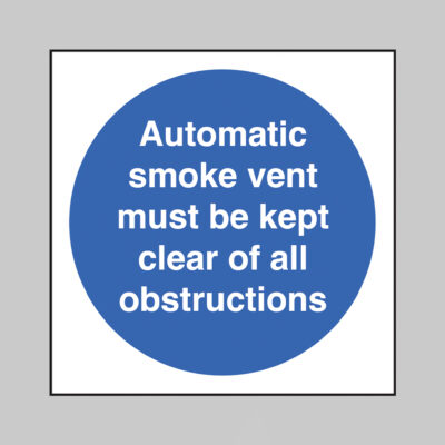 Automatic smoke vent must be kept clear of all obstructions