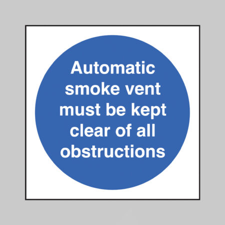 Automatic smoke vent must be kept clear of all obstructions