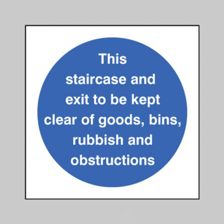 Staircase & exit to kept clear of goods etc