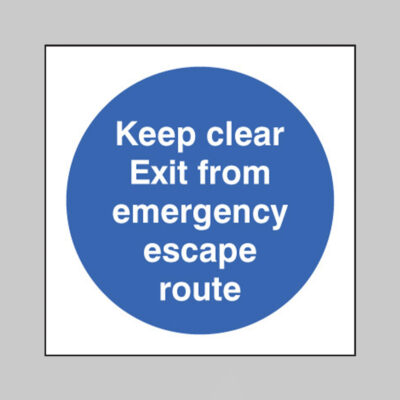 Keep clear exit from emergency escape route