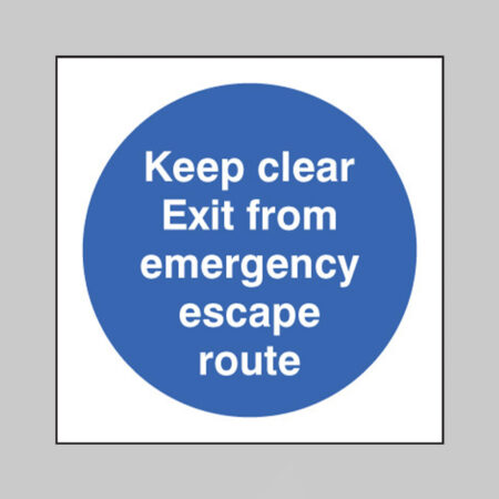 Keep clear exit from emergency escape route