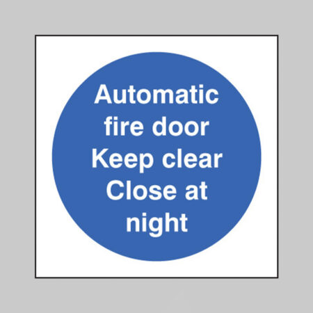 Automatic fire door keep clear close at night