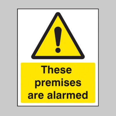 These premises are alarmed 75x100mm sav on face