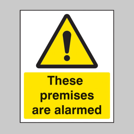 These premises are alarmed 75x100mm sav on face