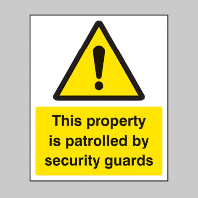 This property is patrolled by security guards 75x100mm sav on face