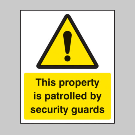 This property is patrolled by security guards 75x100mm sav on face