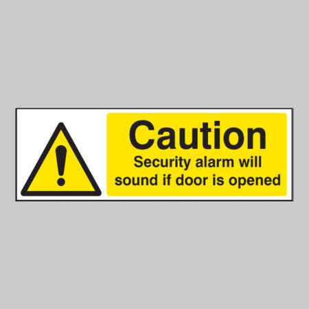 Caution security alarm will sound if door is opened