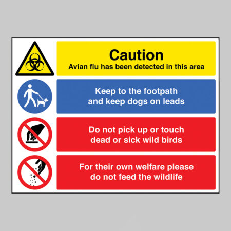 Caution Avian flu has been detected in this area Multi-message sign