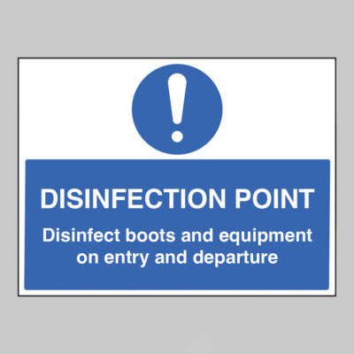 Disinfection point Disinfect boots and equipment on entry and departure
