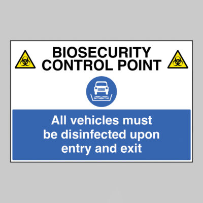 Biosecurity control point All vehicles must be disinfected upon entry and exit
