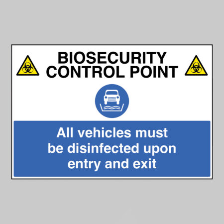 Biosecurity control point All vehicles must be disinfected upon entry and exit