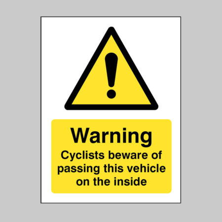Cyclists beware of passing this vehicle on the inside