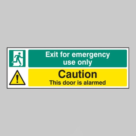 Exit for emergency use only caution this door is alarmed