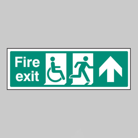 Disabled fire exit arrow ahead