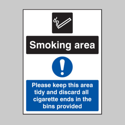 Smoking area keep area tidy and discard all ends in bins