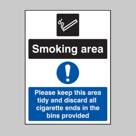 Smoking area keep area tidy and discard all ends in bins
