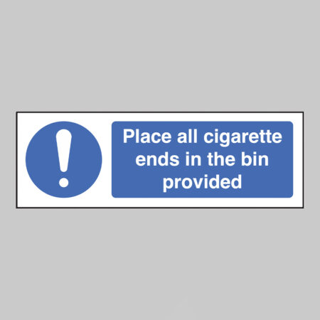 Place all cigarette ends in bins provided (white/black)