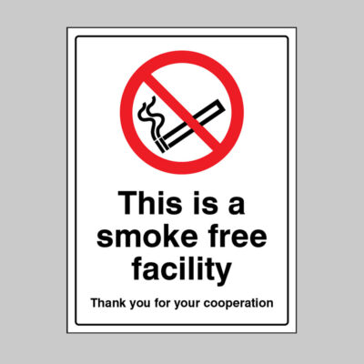 This is a smoke free facility Thank you for your cooperation