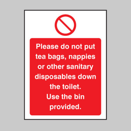 Please do not put tea bags etc down toilet use bins provided