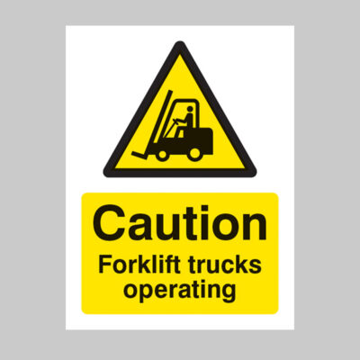Caution forklift trucks operating