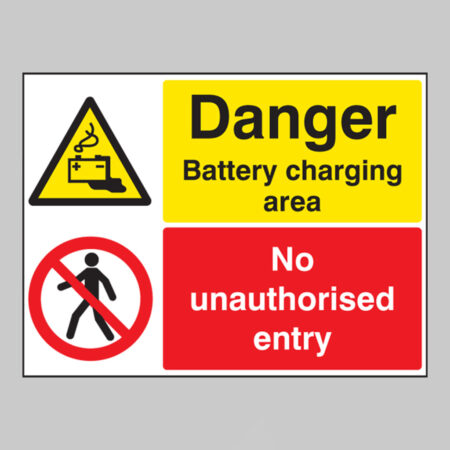 Battery charging- no unauthorised entry floor graphic 600x400mm