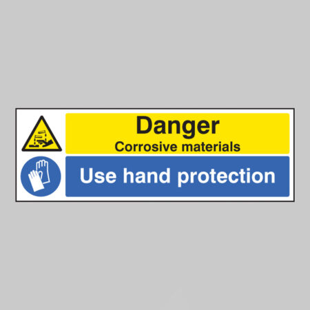 Danger corrosive materials use hand protection