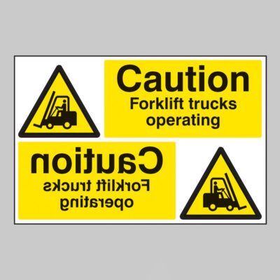 Caution forklift trucks operating reflection sign