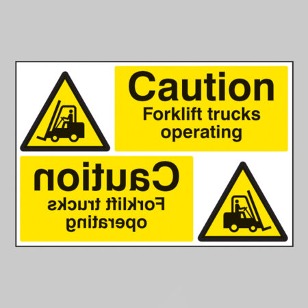 Caution forklift trucks operating reflection sign