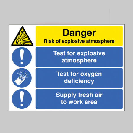 Risk of explosive atmosphere, test for oxygen deficiency, supply fresh air
