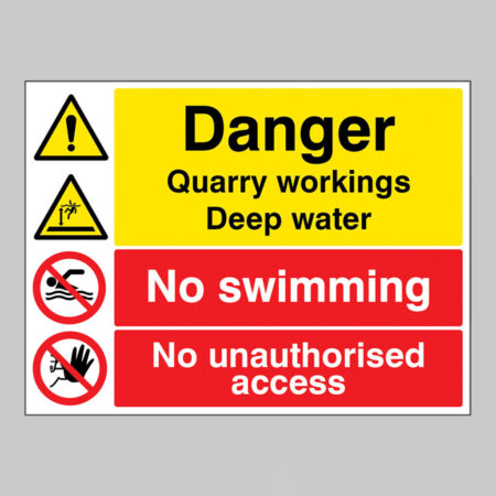 Danger Quarry workings, deep water, no swimming, keep out