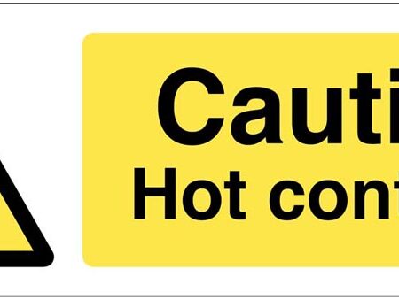Caution Hot contents (self adhesive vinyl safety label)