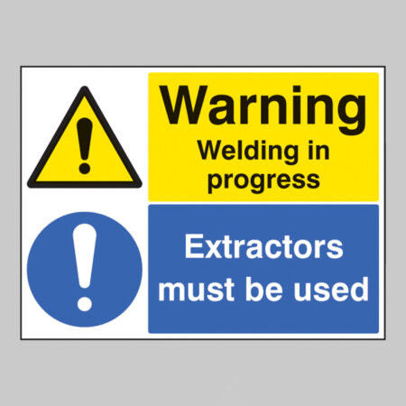 Warning welding in progress extractors must be used