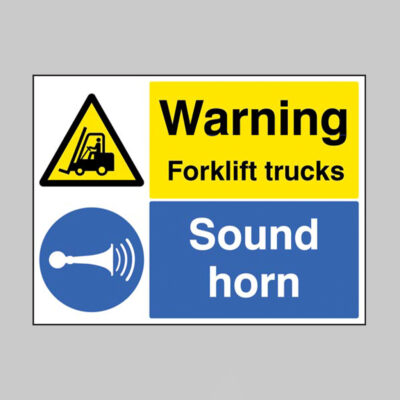 Warning forklift trucks sound horn