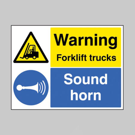 Warning forklift trucks sound horn