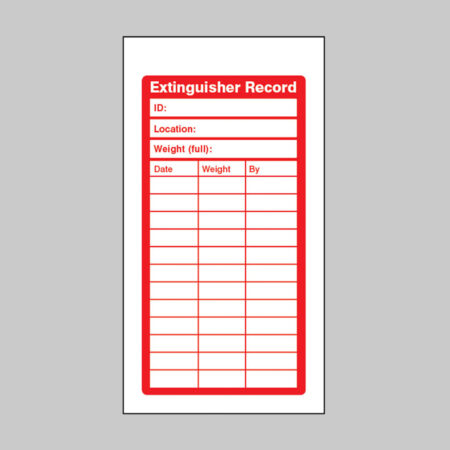 Fire Extinguisher Inspection Record Tags  (pack of 10) 80x150mm