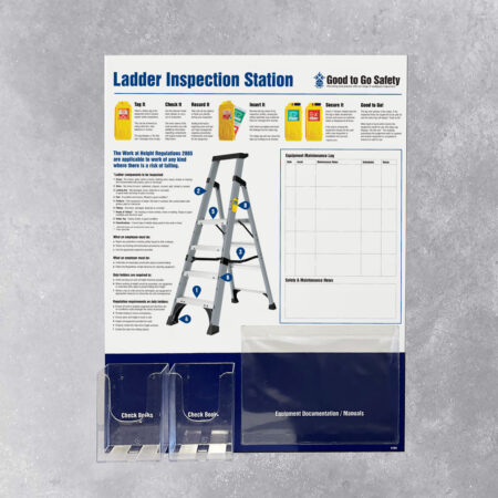 GTG Ladder Inspection Station 2: dispensers, 1 pocket, wipe-clean log (10mm foamex, 600x800mm)