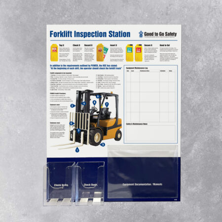 GTG Forklift Inspection Station 2: dispensers, 1 pocket, wipe-clean log (10mm foamex, 600x800mm)