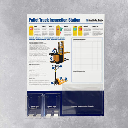 GTG Pallet Truck Inspection Station 2: dispensers, 1 pocket, wipe-clean log (10mm foamex, 600x800mm)