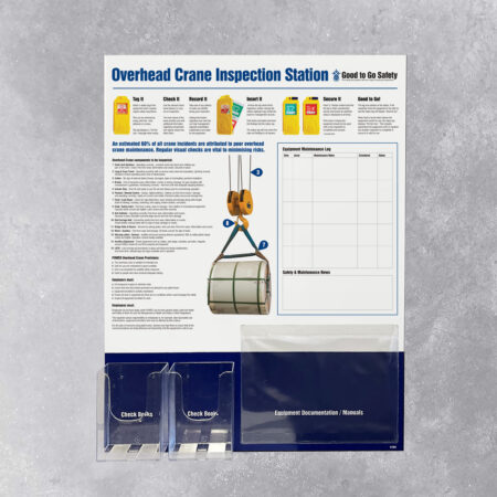 GTG Overhead Crane Inspection Station 2: dispensers, 1 pocket, wipe-clean log (10mm foamex, 600x800mm)