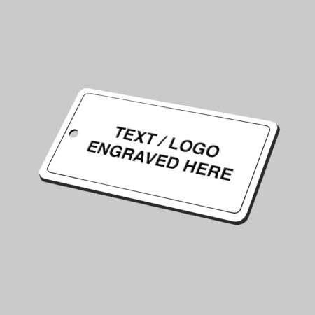50x100mm Key fob rectangle - Black text on white