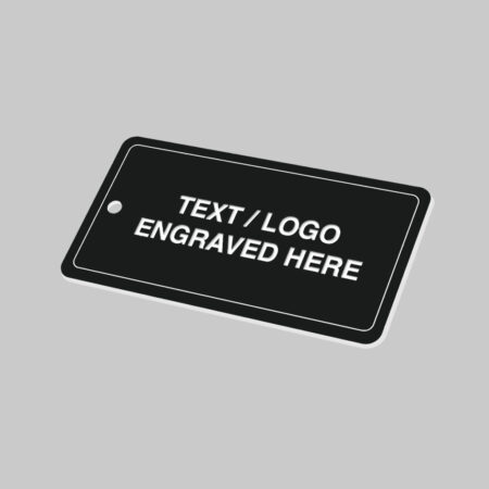 50x100mm Key fob rectangle - White text on black